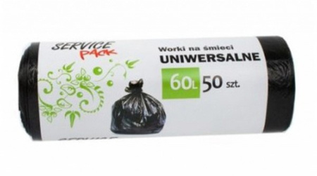 WORKI NA ŚMIECI STELLA, HDLD, 60 L, 50 SZT., CZARNE