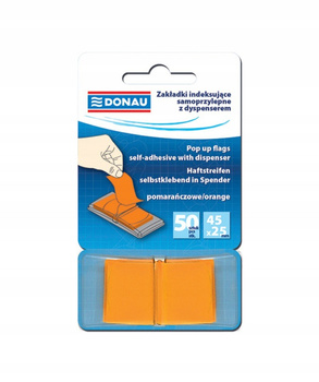 ZAKŁADKI INDEKSUJĄCE DONAU PP 25x45mmx50 POMARAŃCZOWE