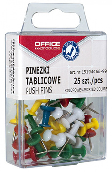 PINEZKI KOLOROWE BECZUŁKI OFFICE PRODUCTS, W PUDEŁKU 25 SZT