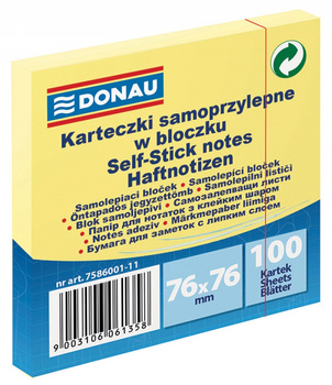 KARTECZKI SAMOPRZYLEPNE BLOCZEK 76X76MM 100 KARTEK