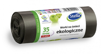 WORKI NA ŚMIECI STELLA, EKOLOGICZNE, 35 L, 15 SZT., CZARNE