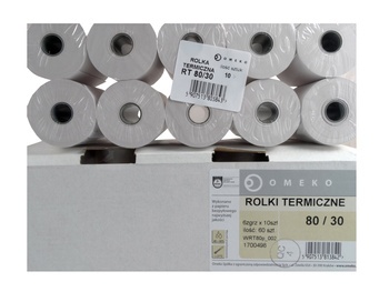 ROLKI TERMICZNE DO KAS I TERMINALI 80mm x 30mb, 10 SZT.