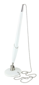 DŁUGOPIS NA ŁAŃCUSZKU PRZYKLEJANY BIAŁY