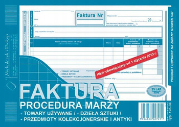 DRUK FAKTURA VAT A5 PROCEDURA MARŻY - TOW. UŻYWANE, 195-3E