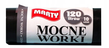 WORKI NA ŚMIECI MOCNE 120L 10SZT MARTY  CZARNE