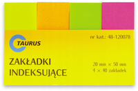 ZAKŁADKI INDEKSUJĄCE TAURUS 20X50 MM ,4X40 KART. NEONOWE