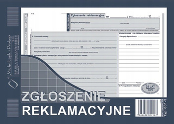 DRUK ZGŁOSZENIE REKLAMACYJNE A5, 601-3