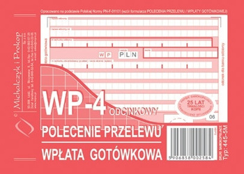 DRUK POLECENIE PRZELEWU A6, 4 ODCINKOWY, 445-5M
