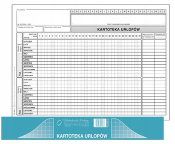 DRUK KARTOTEKA URLOPÓW A5, 20 KART, 525-3
