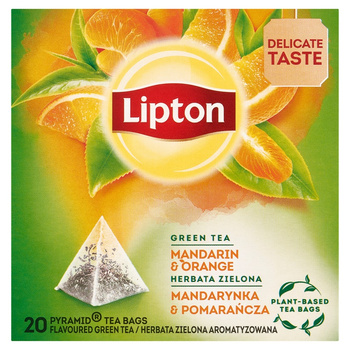Herbata LIPTON, piramidki, zielona, mandarynka i pomarańcza, 20 szt.