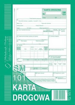 DRUK KARTA DROGOWA SM101 (SAMOCHÓD OSOBOWY) A5, 802-3