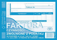 DRUK FAKTURA VAT A5 CZYNNOŚCI ZWOLNIONE Z PODATKU, 198-3E