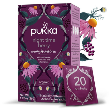 Herbata Pukka Night Time Berry BIO ziołowa bezkofeinowa 20 saszetek na sen