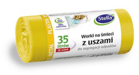WORKI Z USZAMI STELLA, DO SEGREGACJI METALI I PLASTIKU, 35 L, 20 SZT., ŻÓŁTE