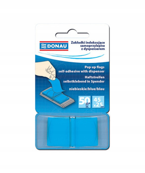 ZAKŁADKI INDEKSUJĄCE DONAU PP 25X45MMX50 NIEBIESKIE
