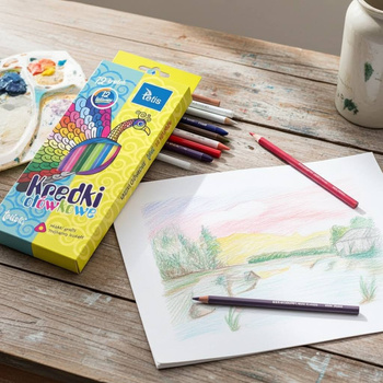 Kredki ołówkowe trójkątne Tetiski 12 kolorów miękki grafit