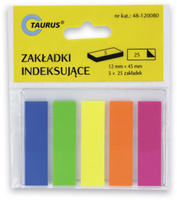 ZAKŁADKI INDEKSUJĄCE TAURUS FOLIA PP 12X45MM 5X225 KARTEK