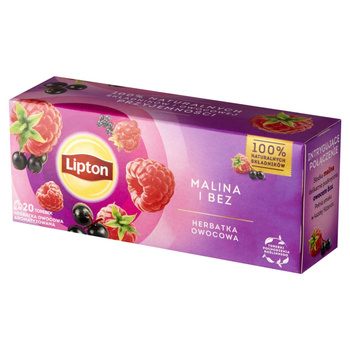 Herbata ekspresowa LIPTON owocowa, malina i bez, 20 torebek