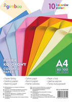 PAPIER KOLOROWY GIMBOO, A4, 100 ARKUSZY, 80GSM, 10 KOLORÓW