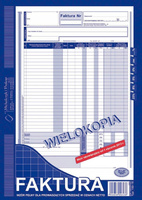 DRUK FAKTURA VAT A4 WIELOKOPIA WZÓR PEŁNY OD NETTO, 100-1E