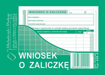 DRUK WNIOSEK O ZALICZKĘ A6, 408-5