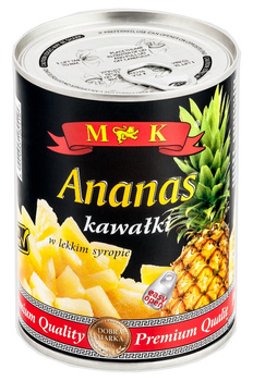 Ananas premium kawałki w lekkim syropie 565g EO
