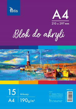 BLOK DO AKRYLI A4, 15 ARKUSZY, 190g, TETIS