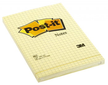 KARTECZKI SAMOPRZYLEPNE POST-IT W KRATKĘ 102X152MM, 100 KARTEK