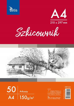 SZKICOWNIK A4, 50 ARKUSZY, 150g/m2, DO OŁÓWKA, WĘGLA