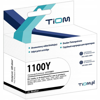 Tusz Tiom do Brother LC1100Y DCP145 MFC-585 żółty