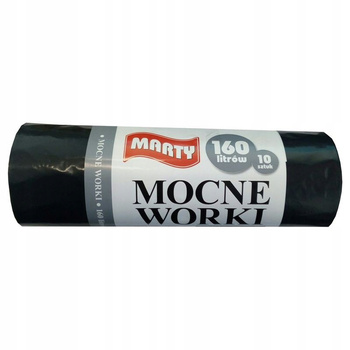 WORKI NA ŚMIECI MOCNE 160L 10SZT MARTY CZARNE