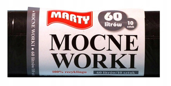 WORKI NA ŚMIECI MOCNE 60L 10SZT MARTY CZARNE