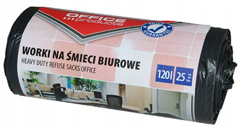 WORKI NA ŚMIECI OFFICE MOCNE LDPE 120L 25 WORKÓW