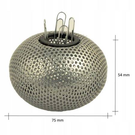 POJEMNIK NA SPINACZE METALOWY MAGNETYCZNY, SIATKA, KULKA SREBRNA